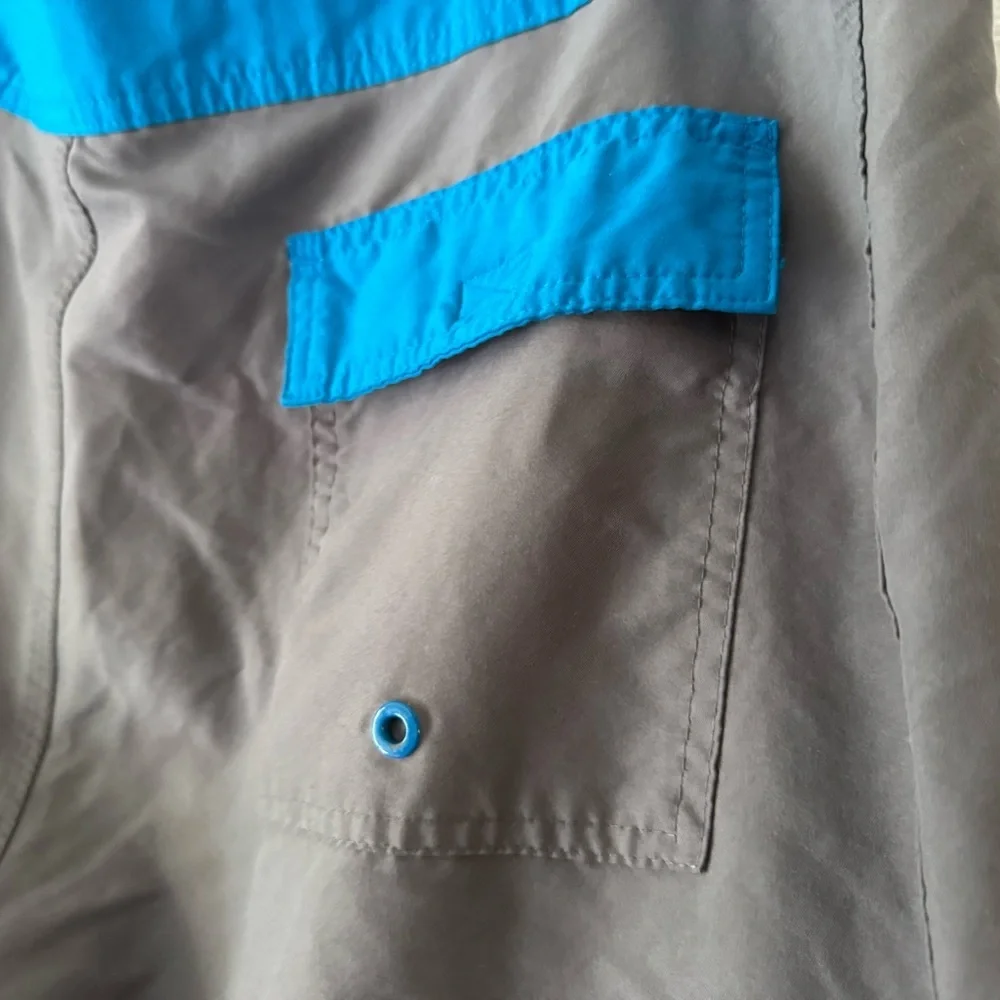 Old Navy California Board Short 38 Gray Blue Contrast Coastal Surfer Preppy